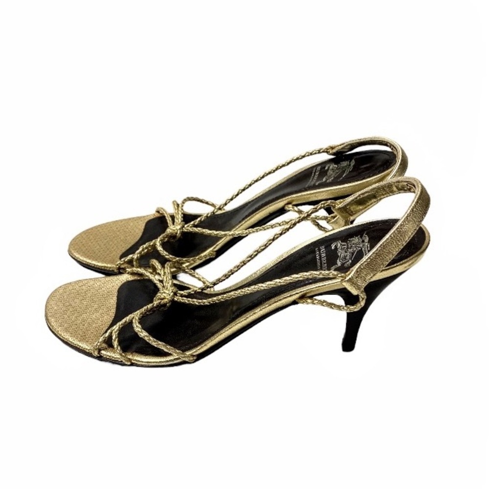 Burberry Gold Braided Strappy Sandals 3” Heel Size EU 37.5 - Picture 5 of 16